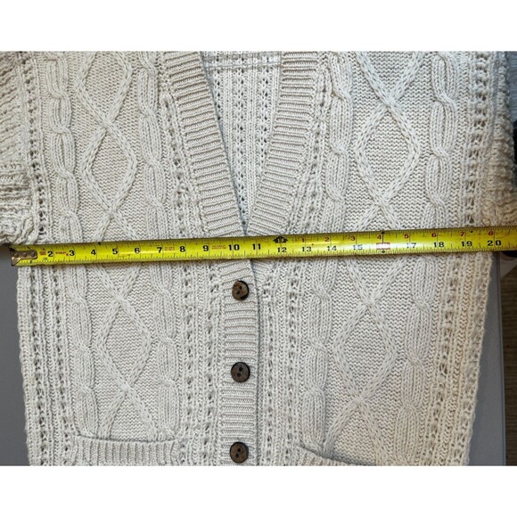 Vintage Hackett & Turpin Sweater Cardigan Size M Ireland Cable Knit Wool Ivory - Picture 7 of 9